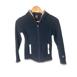 KÜHL Youth M (10)‎ Fleece Zip Hoodie Jacket Navy Blue Sherpa Lined Hooded